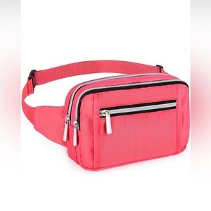 Dagite fanny pack waist bag purse with adjustable strap zippered pockets pink